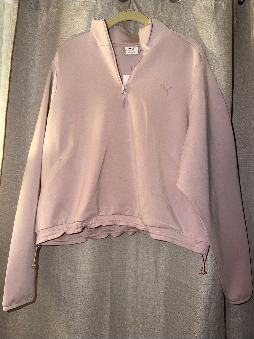 Puma Women's Pale Pink Quarter-Zip Pullover Hoodie